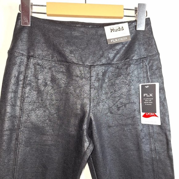Mudd 24/7 Mid-Rise Legging Black Patterned like Cracked Leather Size Small - Picture 2 of 8